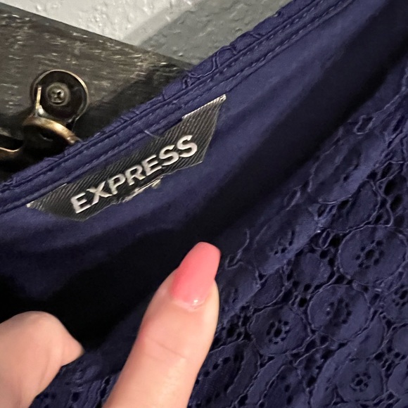 Express Blue Lace Asymmetric Hem - Picture 6 of 6